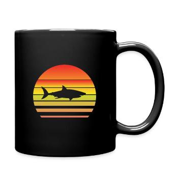 Shark at sunset - Full Colour Mug - black - Right