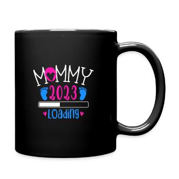 Mama loading 2023, werdende Mutter 2023 - Tasse einfarbig - Schwarz - Rechts
