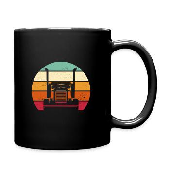 LKW Zubehör Geschenk für LKW Fahrer - Tasse einfarbig - Schwarz - Rechts