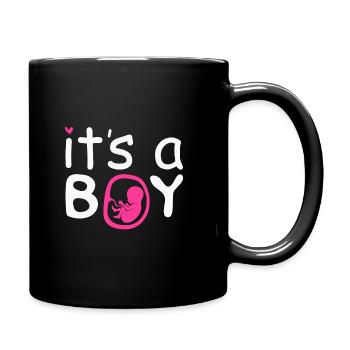 Schwanger, Es ist ein Junge, Schwangerschaft - Tasse einfarbig - Schwarz - Rechts