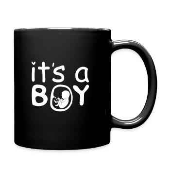Schwanger, Es ist ein Junge, Schwangerschaft - Tasse einfarbig - Schwarz - Rechts