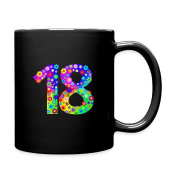 Blumen Zahl 18 - Tasse einfarbig - Schwarz - Rechts