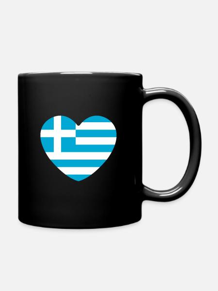 Greece Heart - Full Colour Mug - black