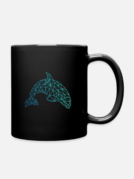 ORCA geometrisch Wal Fisch abstrakt Geschenk - Tasse einfarbig - Schwarz