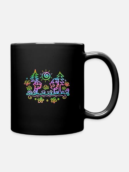 Bunter Wald, Natur, Wandern, Sommer, Sonne, Blumen - Tasse einfarbig - Schwarz