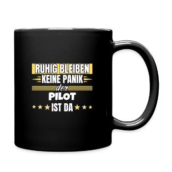 Ruhig bleiben ich bin Pilot - Tasse einfarbig - Schwarz - Rechts