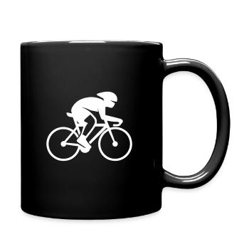 Stilisiertes Rennradfahrer Logo - Tasse einfarbig - Schwarz - Rechts
