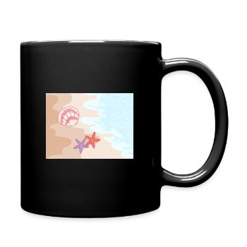 Plage d’été, étoiles de mer et coquillages - Mug uni - noir - Droite