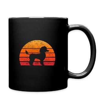 PUDEL lustige Hund Silhouette Sonne Retro Geschenk - Tasse einfarbig - Schwarz - Rechts