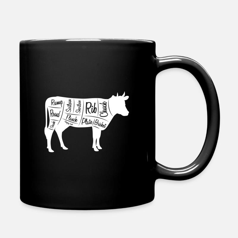 Butcher Cuts - Fleischteile beim Rind - Tasse einfarbig - Schwarz