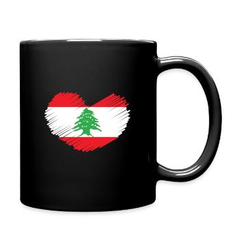 Lebanon flag heart cedar tree coat of arms gift idea - Full Colour Mug - black - Right