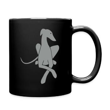 Windhund liegend von vorne - Tasse einfarbig - Schwarz - Rechts