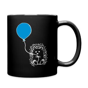 Igel mit Ballon - Tasse einfarbig - Schwarz - Rechts
