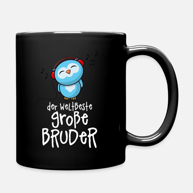 Der weltbeste große Bruder - Niedliche Musik Eule - Tasse einfarbig - Schwarz