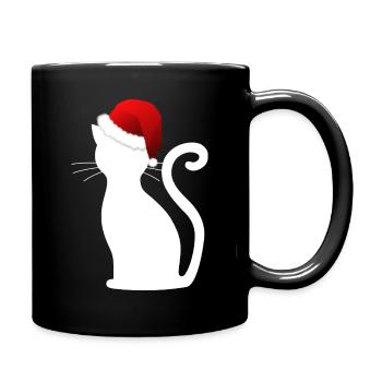 Katze Weihnachten Christmas Frohe Weihnachten - Tasse einfarbig - Schwarz - Rechts