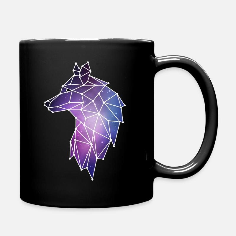 Geometrischer Wolf | Low Poly Galaxie Wolfsrudel - Tasse einfarbig - Schwarz