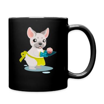 Cute Bulldog Cake Puppy Puppy Pug Gift - Full Colour Mug - black - Right