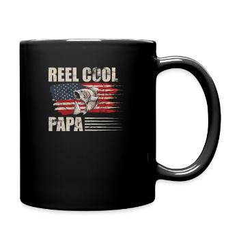Fischen Papa Geschenk - Tasse einfarbig - Schwarz - Rechts