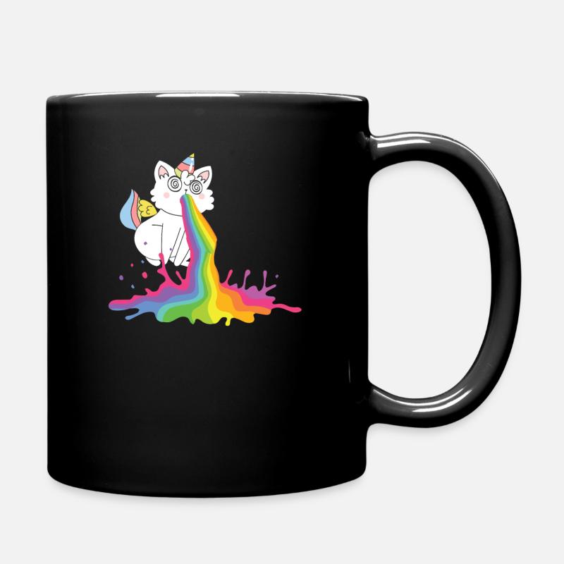 Pooping Rainbow Cat - Cats Gift - Full Colour Mug - black