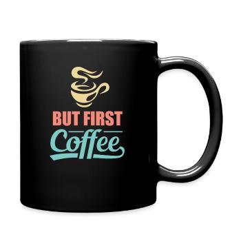 Premium - Kaffee Coffee Geschenk - Tasse einfarbig - Schwarz - Rechts
