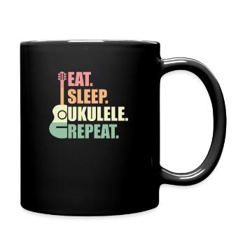 Ukulele Retro Geschenk - Tasse einfarbig - Schwarz - Rechts