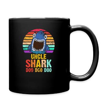 Onkel Hai Shark Geschenkidee - Tasse einfarbig - Schwarz - Rechts