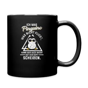 Pinguin Geschenk - Tasse einfarbig - Schwarz - Rechts