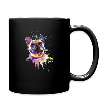 Französische Bulldogge Bunt Farben Geschenk - Tasse einfarbig - Schwarz - Rechts