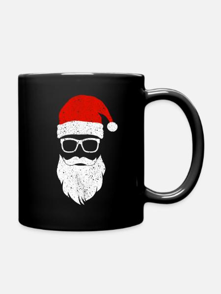 Nerdy Hipster Weihnachtsmann Xmas Humor - Tasse einfarbig - Schwarz