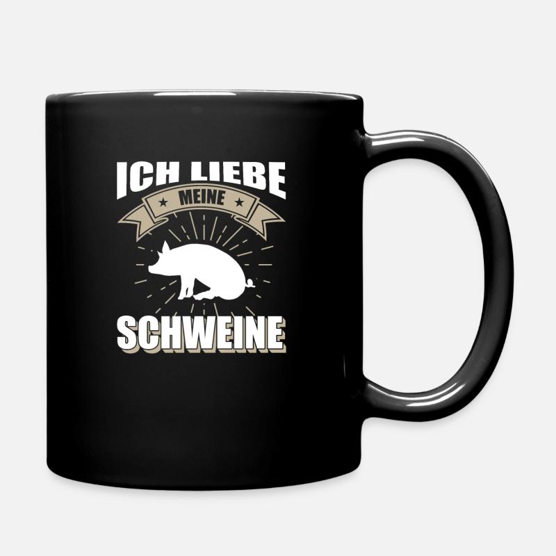 Schwein Ich liebe meine Schweine - Tasse einfarbig - Schwarz