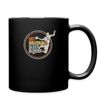 Handball Handballer Retro Geschenk - Tasse einfarbig - Schwarz - Rechts