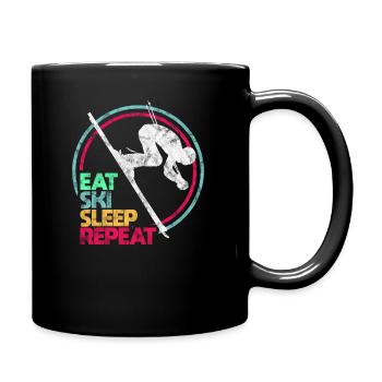 Cadeau d'hiver skieur - Mug uni - noir - Droite