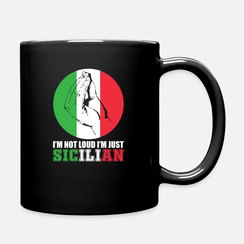 Drapeau de geste de main Italie Sicile - Mug uni - noir