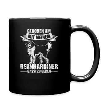 Geboren um mit meinem Bernhardiner gassi zu gehen - Tasse einfarbig - Schwarz - Rechts