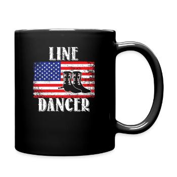 Linedance Line Dancer USA flag - Full Colour Mug - black - Right