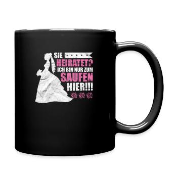 JGA Junggesellinnenabschied Heirat Braut Geschenk - Tasse einfarbig - Schwarz - Rechts