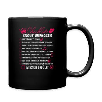 JGA Junggesellinnenabschied Abend Checkliste - Tasse einfarbig - Schwarz - Rechts