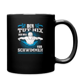 Schwimmer Wasser Sport Geschenkidee - Tasse einfarbig - Schwarz - Rechts