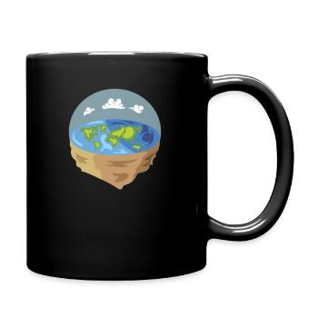 Flat Earth flache Erde Geschenk - Tasse einfarbig - Schwarz - Rechts