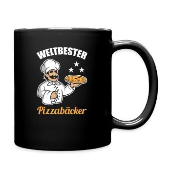 Weltbester Pizzabäcker - Tasse einfarbig - Schwarz - Rechts