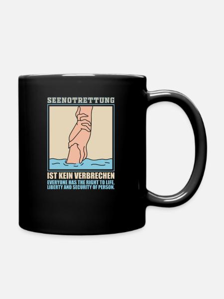 Seenotrettung gegen rechts & Fremdenhass - Tasse einfarbig - Schwarz