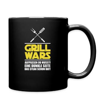 Lustiges Grillen Grill Mann Männer Geschenk - Tasse einfarbig - Schwarz - Rechts