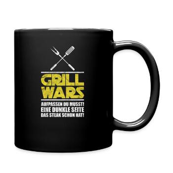 Grill Grillen Mann Männer Sprüche Geschenk - Tasse einfarbig - Schwarz - Rechts