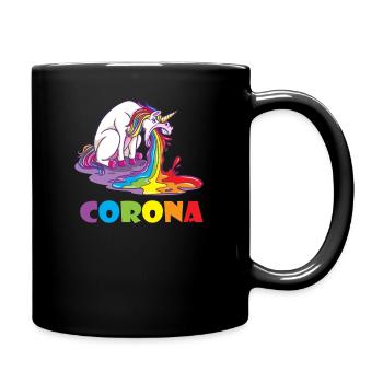 Einhorn findet Corona zum Kotzen lustiges Geschenk - Tasse einfarbig - Schwarz - Rechts