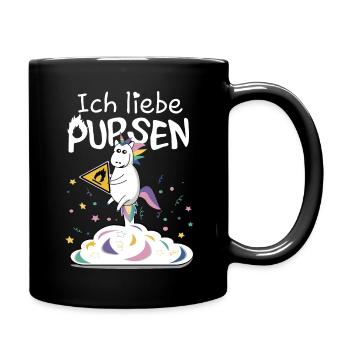 Ich Liebe Pupsen Einhorn Furz Wolke Lustig Spruch - Tasse einfarbig - Schwarz - Rechts