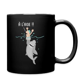 Shark humor funny cartoon funny - Full Colour Mug - black - Right