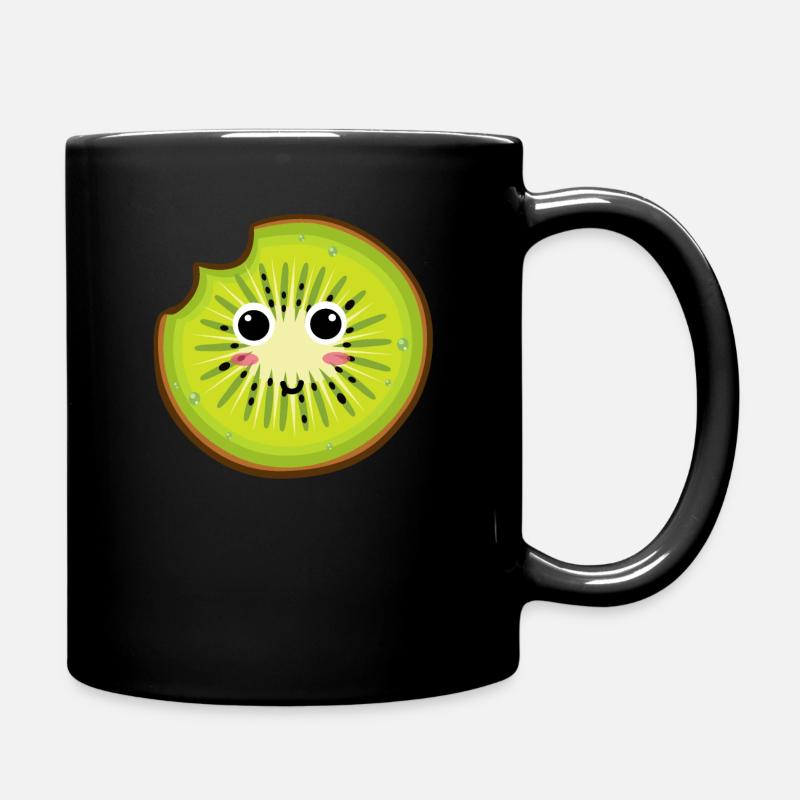 Tshirt Kiwi | Fruit drôle avec visage - Mug uni - noir