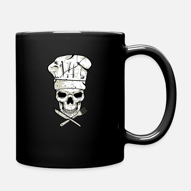 Totenkopf Koch Griller Hobbykoch Chefkoch - Tasse einfarbig - Schwarz