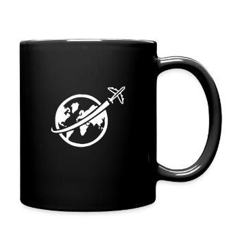Travel Airplane around the world Trip around the world - Full Colour Mug - black - Right