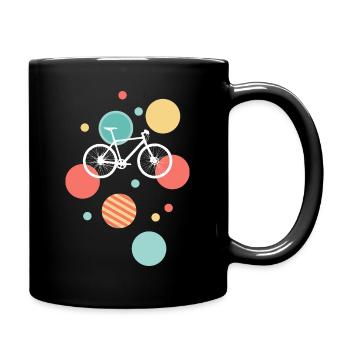Fahrrad mit fröhlich bunten Punkten - Tasse einfarbig - Schwarz - Rechts